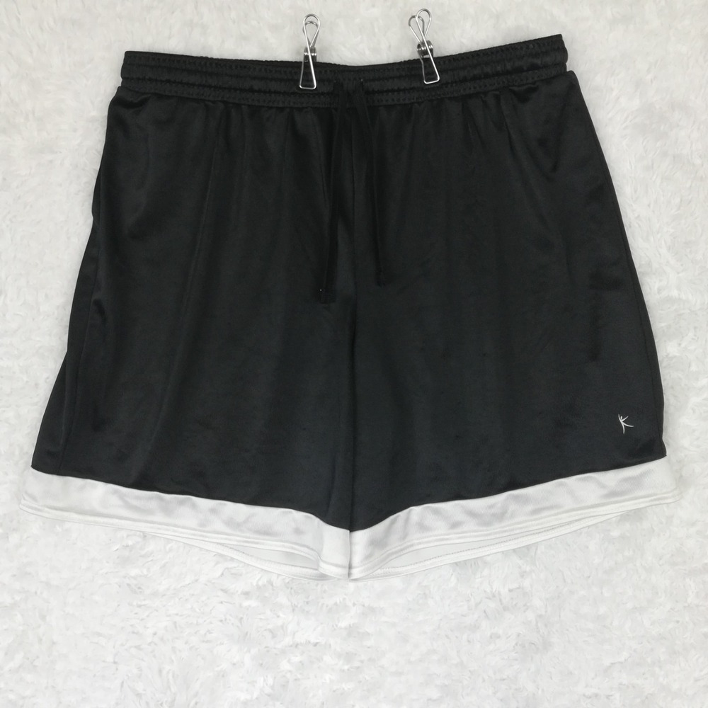 Danskin Now Womens Shorts Athletic Black White Contrast Hem Pull On 7" Inseam L